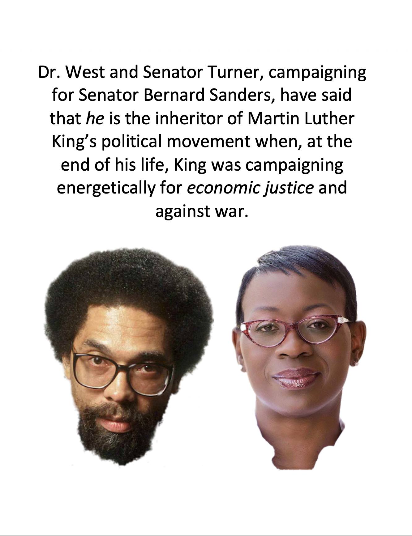 This meme is a humorous commentary on the relationship between Dr. West and Senator Bernie Sanders, a prominent figure in the Democratic Party. The text reads: "Dr. West and Senator Bernie Sanders, I mean, I love Bernie, but I mean, I love Bernie, I mean, I love Bernie, I mean, I love Bernie." The image is likely a photo of the two individuals, with a humorous and satirical tone.